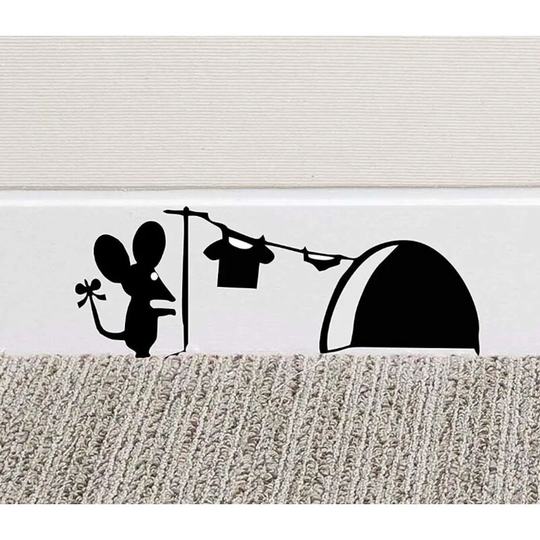 Sun Flowergb - 2 Pairs Mouse Hole Wall Art Sticker Washing Vinyl Decal Mice Home Skirting Board Funny by Black Country Vinyls,Mouse Hole Creative