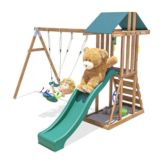 Dunster House Ltd. - Climbing Frame JuniorFort Tower - Childrens Wooden Playset with swings and slide