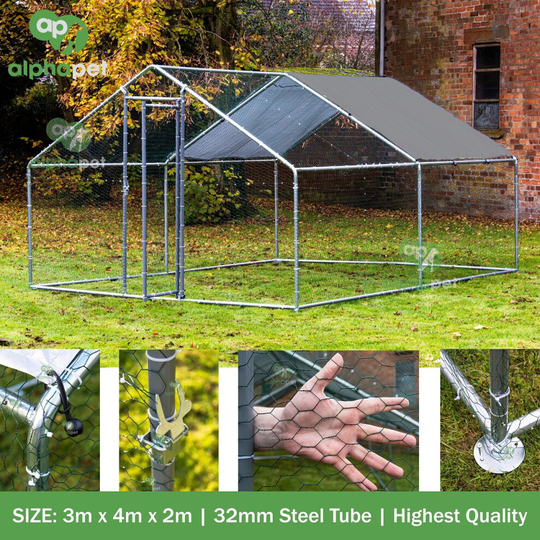 (3m x 4m) Alphapet® Walk In Steel Chicken Run Coop Cage