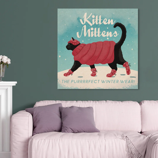 'Kitten Mittens' Graphic Art on Wrapped Canvas
