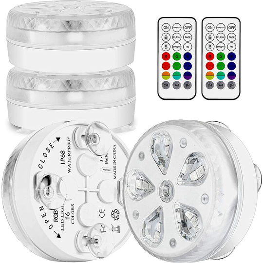 Tinor - Waterproof led Submersible Pool Light with rf Remote, Timer, 16 LEDs, Suction Cup and Magnet for Pool, Aquarium, Vase, Party (4)