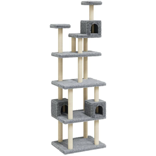 Cat Tree with Sisal Scratching Posts Light Grey 188 cm Vidaxl Grey