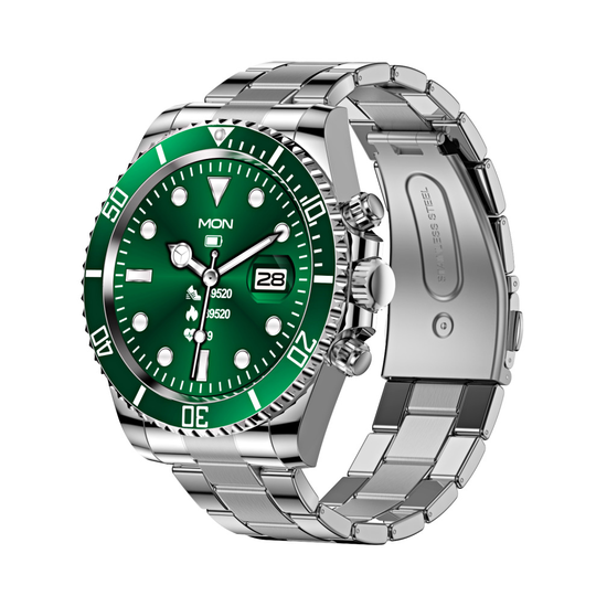 (Green) BT Touch Fitness Tracker Men Women Stainless Steel Heart Rate Call Sports Smartwatch AW12