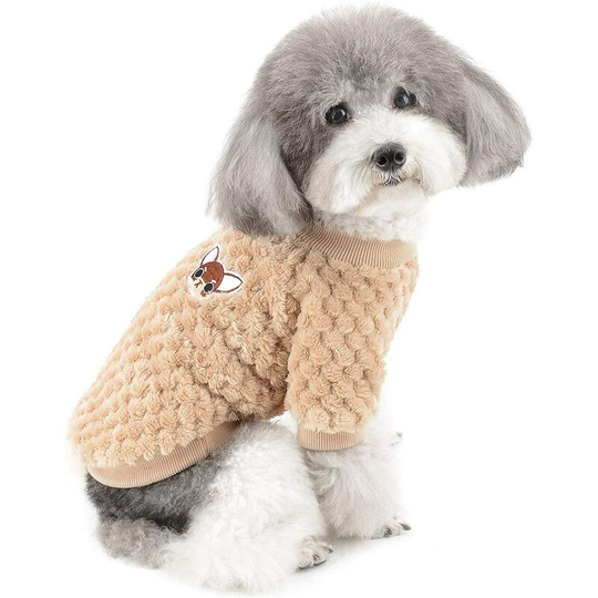Sweater for Small Dog/Cat Fleece Winter Coats Warm Pullovers Pet Jumper Puppy Jacket Shirt Sweatshirt Chihuahua Yorkshire Brown m