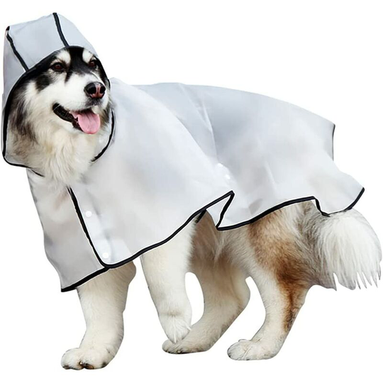 Perle Rare - Transparent Dog Raincoat Dog Raincoat with Hood Windproof and Waterproof 100% Waterproof Elastic Cuffs Adjustable Waterproof Raincoat