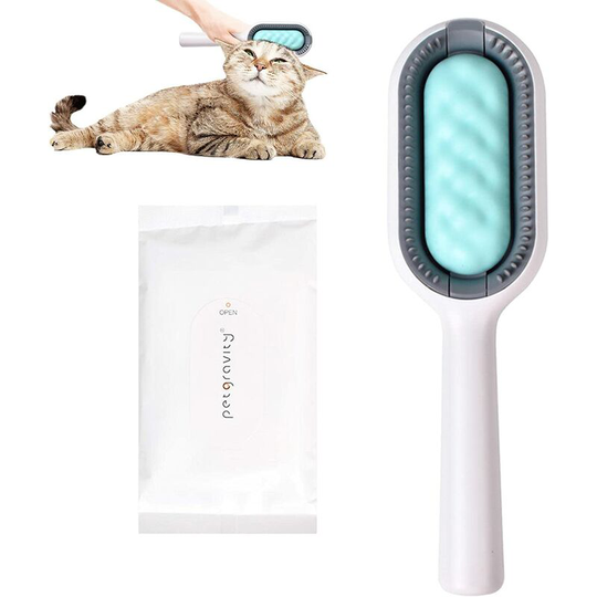 In 1 Pet Knot Remover - Soft Pet Brushes with Cat Cleaning Wipes - Detangling Brush for Long and Short Haired Dogs