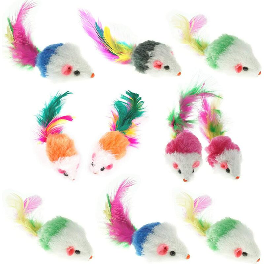 Set of 10 fur toys mouse for cat pet cat