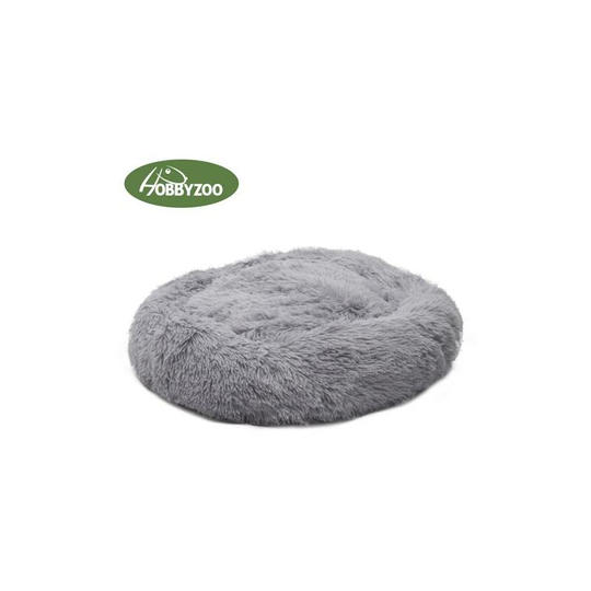 Pet Dog Cat Calming Bed Warm Soft Plush Round Light Gray - Light Gray - Light Gray