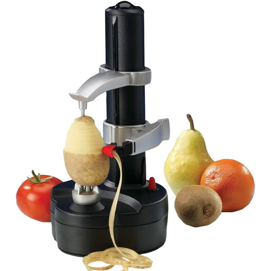 Fruit and Vegetable Peeler Stainless Steel Electric Vegetable Peeler Fruit Apple Peeler Potato Cutter -Automatic Peeling Machine (Black)