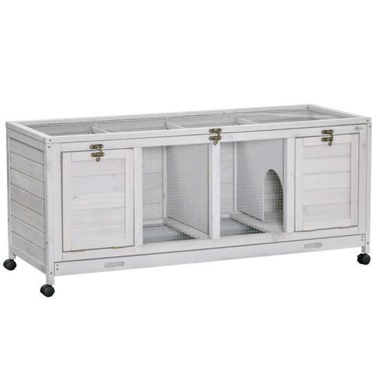 PawHut Rabbit Hutch Mobile Separable Guinea Pig Cage w/ Wheels