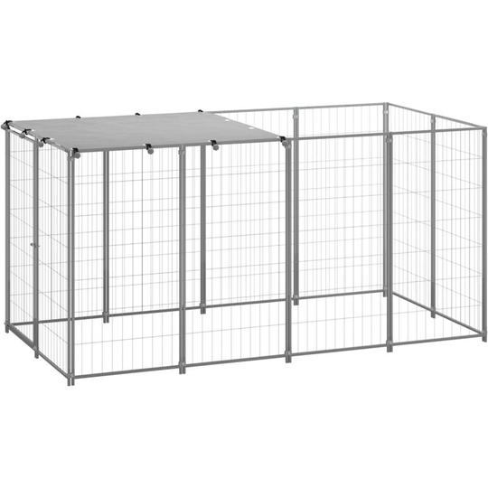 Dog Kennel Silver 2.42 m² Steel Vidaxl Silver