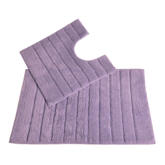 (Heather) Allure Linear Rib 2pc Cotton Bath & Pedestal Mat Set