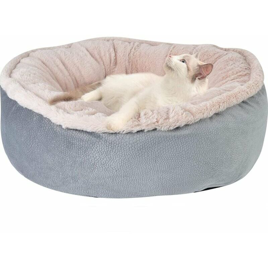 Autumn and Winter Warm Thick Round Pet Mat, Cat Dog Bed, Plush Dog Pillow, Cat Sofa, Suitable for Dogs / Cats, Light Gray, m