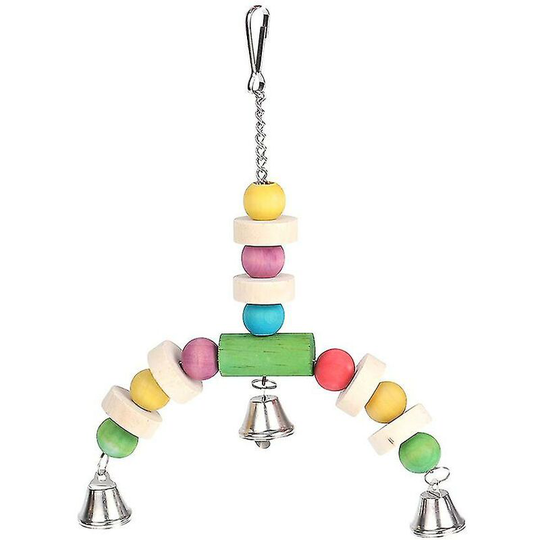 Parrot Pet Chewing Wooden Bell Birds Toy Cage Accessories Bite Wooden Pendant For Parrots Birds (random Color) Thsinde
