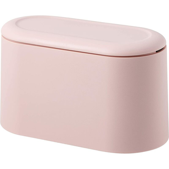 Mini Countertop Trash Can for Press, Cartridge Lid, Trash Can, Makeup Holder, Vanity, Bathroom, Kitchen, Office (Pink Light)