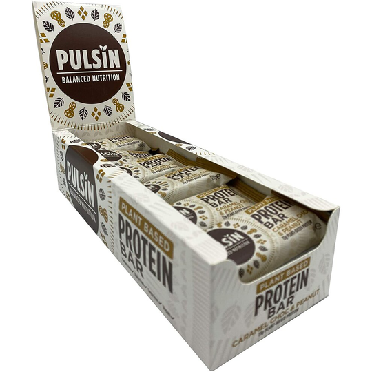 Pulsin Plant Based Vegan Protein Bar Caramel Chocolate & Peanut 18x50g BEST BEFORE JANUARY 2022