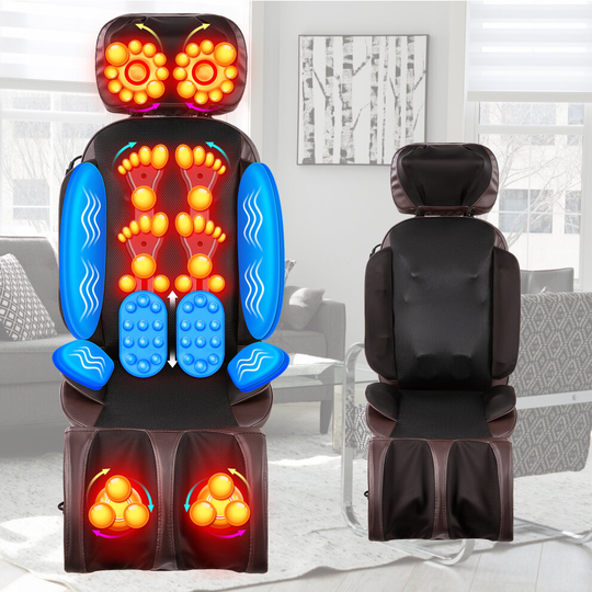 Elecrtic Shiatsu Massage Chair Mat w Foldable Leg Massager 16 Nodes