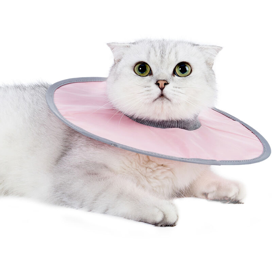 Cat Cone Collar Stop Licking Adjustable Ribbing Neck Recovery Collar, Pink&Large - Pink&Large