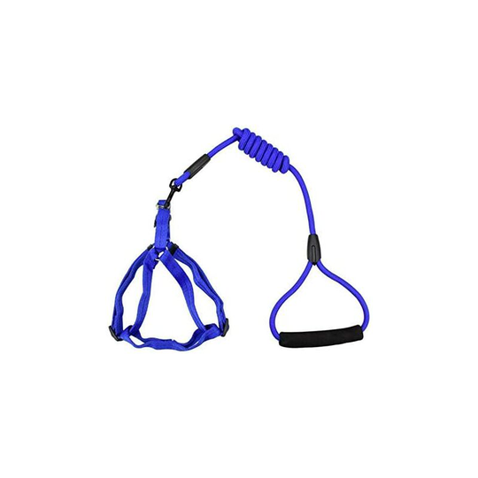 Modou - Pet Dog Harness Adjustable Soft Thinting Dog Leash Set Double Plate On Dog Collar Pet Supplies 0.6cm 0.8cm (Color : Blue, Size : 0.8cm)