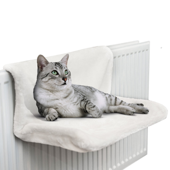 (White) Cat Dog Radiator Bed Pet Cosy Fleece Puppy Warm