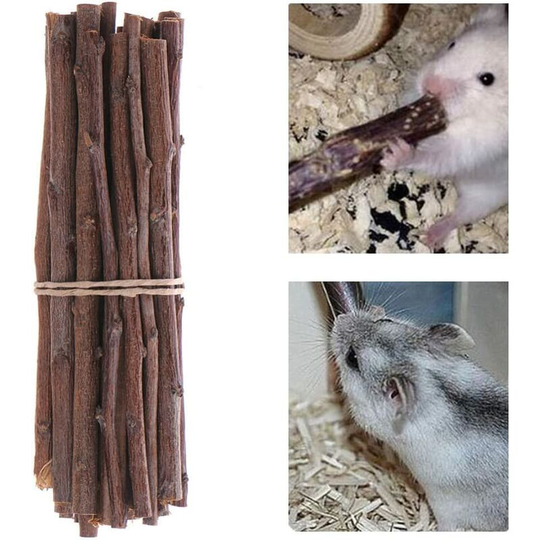 Joorrt - Apple Stick,Small Animal Chew Toys,Pet Apple Sticks,Apple Wood Sticks,Natural Apple Sticks,for Chinchilla Guinea Pig Hamster Rabbit,12PCS
