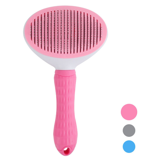 Dog brushes for grooming, dog brush, cat brush, pet grooming brush with cleaning (pink)
