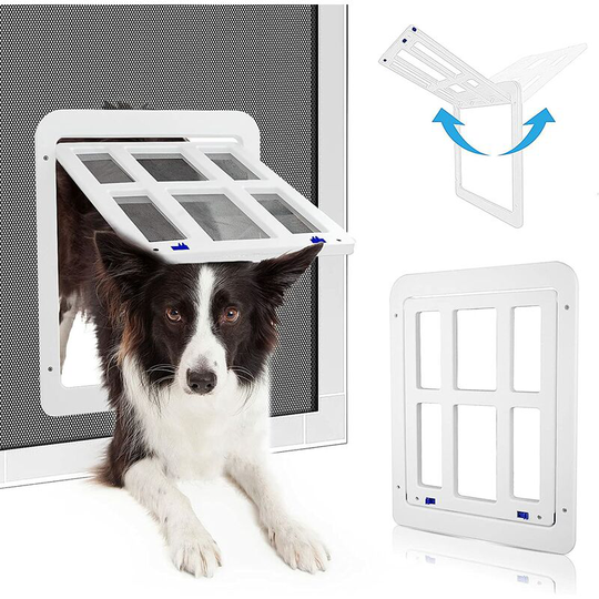 Perle Rare - Pet Door for Dog Mosquito Net with Magnets Cat Flap Mosquito Net Easy Installation for Cats/Dogs --- White (34cm x 44cm)