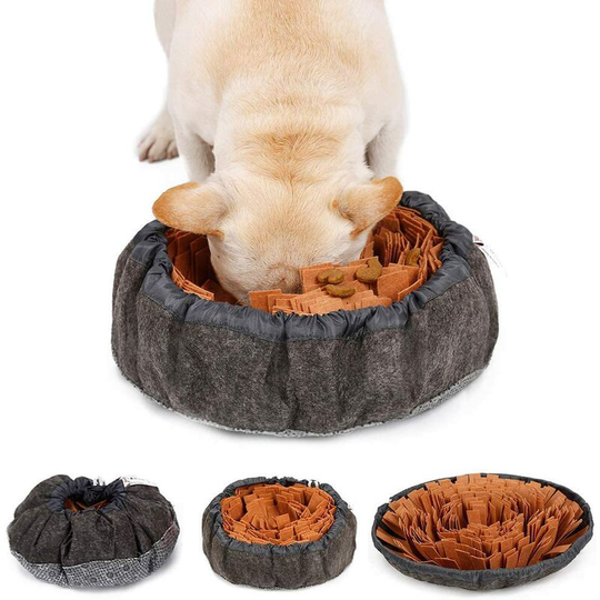 Solid Search Mat Dog Snuffle Mat Cat Machine Washable Multifunction Collapsible Dog Bowl Toy Dog Mat Educator Dog Play Brown