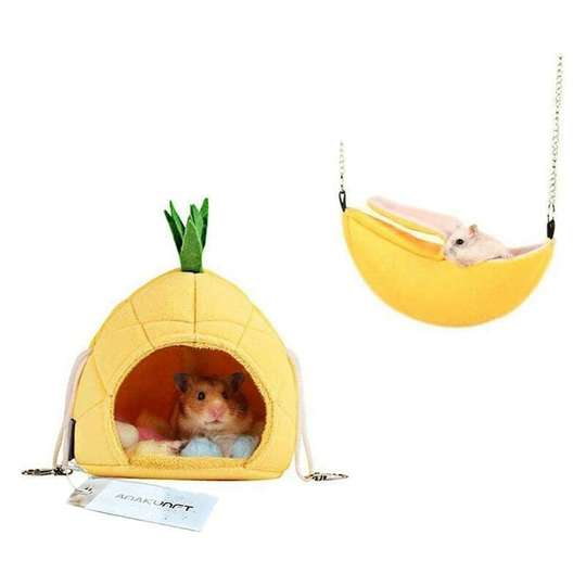 Set of 2 Hamster Bedding, Chinchilla Cage Accessories Hammock, Hamster House Toys for Small Animals Sugar Glider Squirrel Chinchilla Hamster Rat Play