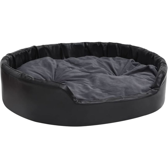 Dog Bed Black and Dark Grey 99x89x21 cm Plush and Faux Leather vidaXL - Black