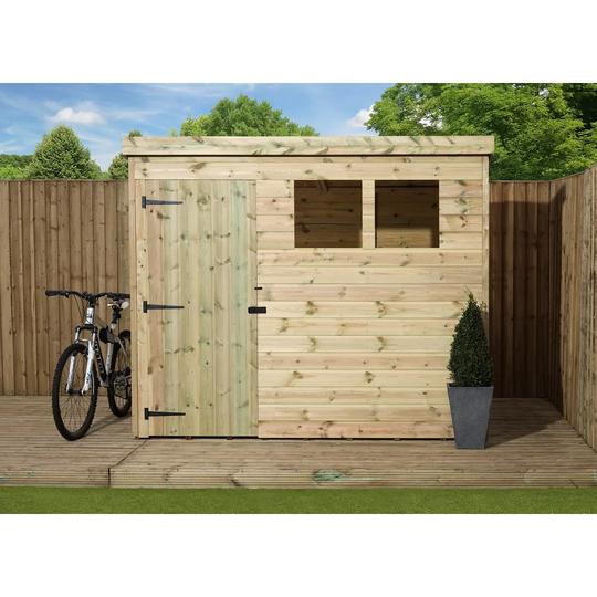 8 ft. W x 8 ft. D Solid Wood Shiplap Pent Wooden Garden Shed