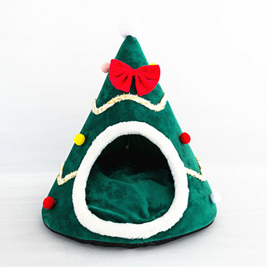 Muff - Christmas Cat Hat Cat House Windproof Nest Christmas Warm Cat Bed for Winter Comfortable Cat House Bed,green