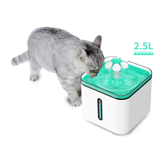 Thsinde - Mini Flower Cat Fountain-2.5L, Cyan