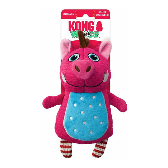 Whoopz Warthog, Warthog Plush Dog Toy (7.25in x 9in x 5in) (Pink/Blue) - Pink/Blue - Kong