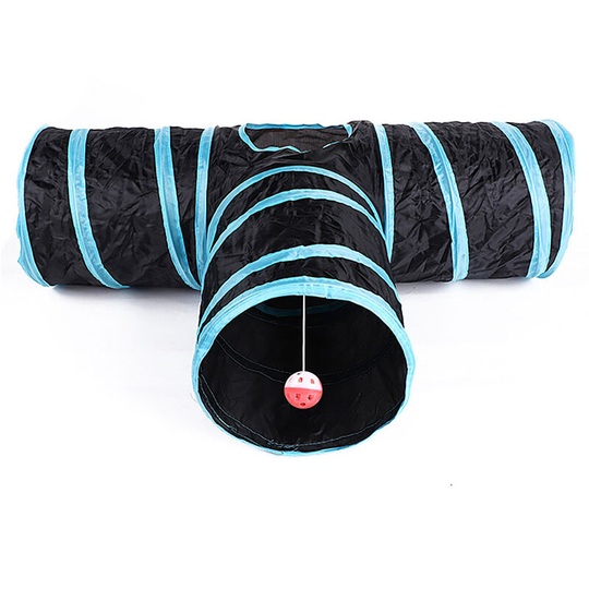 Foldable tube toy for cat rabbit dog pet with fishing rod cat toy