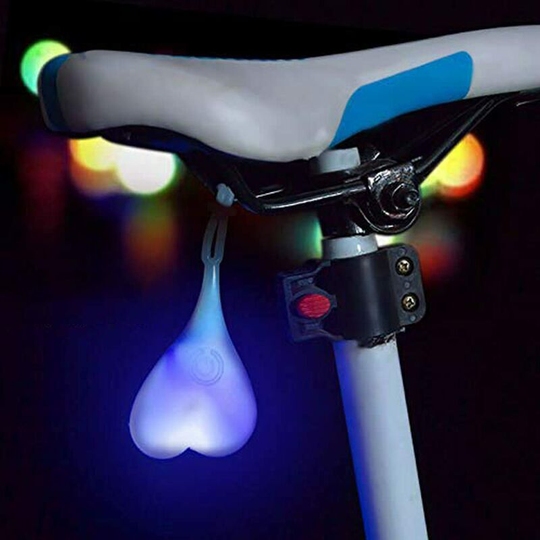 Bike Bullet Tail Lights Bike Heart Warning Lights led Egg Night Lamp Waterproof - Blue