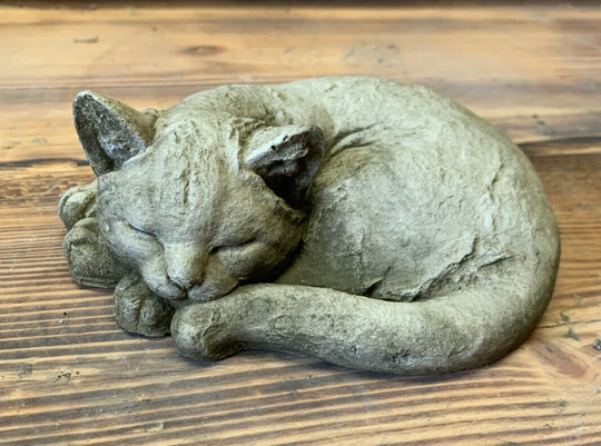 Kamal Stone Garden Laying Sleeping Cat Kitten Memorial Statue Ornament
