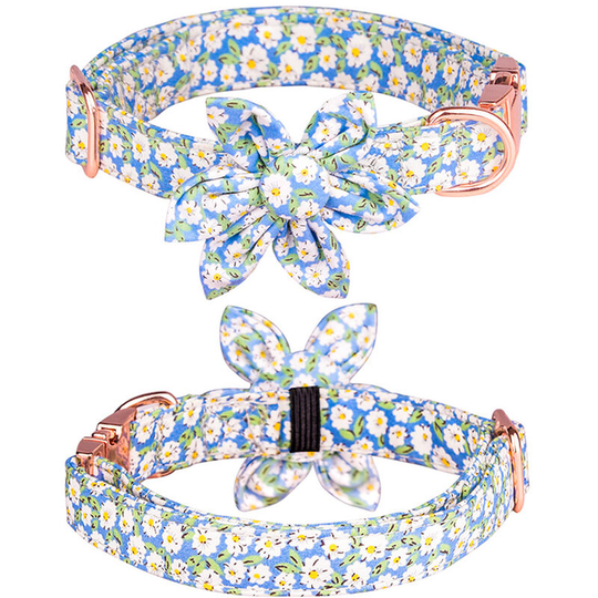 Dog Collar With Bow And Flowers, Girl Dog Collar Is Suitable For Large And Small Dogs