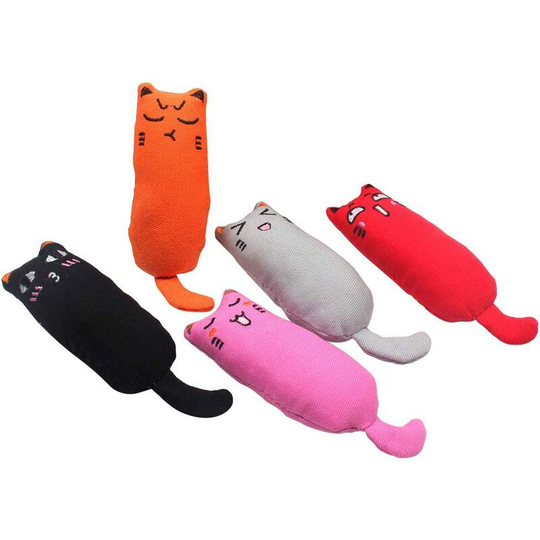 5Pcs Grass Toy for Cats, Simulation Cartoon Kitten Pillow Toy, Scratch Toy and Chew Toy for Cat Dogs