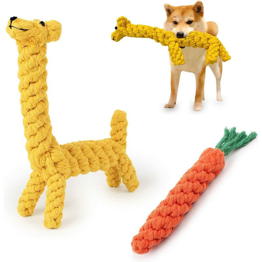 Perle Rare - 2 pack puppy puppy small puppies small dogs chew toys toys teether rope balloon knot training teeth lasting interactive teeth cotton