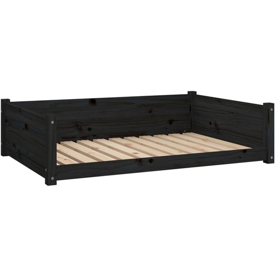Dog Bed Black 105.5x75.5x28 cm Solid Pine Wood vidaXL - Black