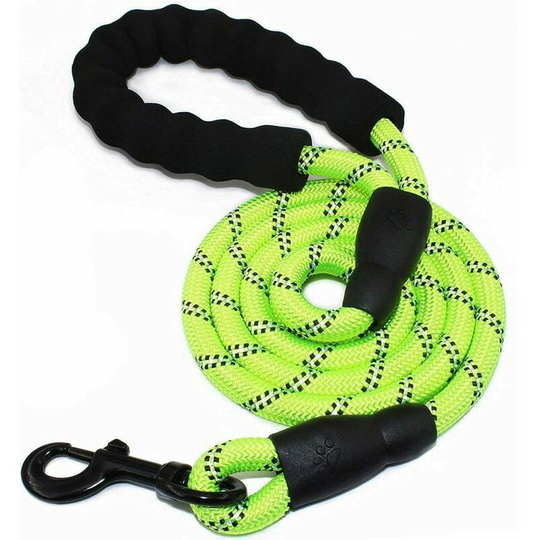 1.5m Dog Leash, Rope Dog Leash with Soft Padded Handle and Durable Reflective Nylon Threads Safety Leash for Dogs of All Sizes (Green)