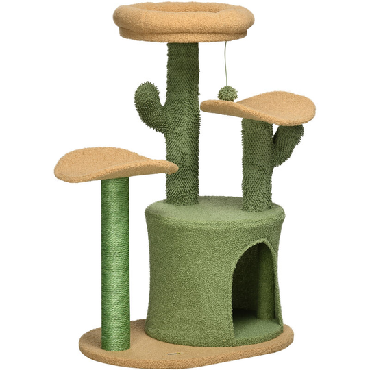 Multi Level Cat Tree w/ Scratching Post, Cat House, Bed - Green - Green - Pawhut