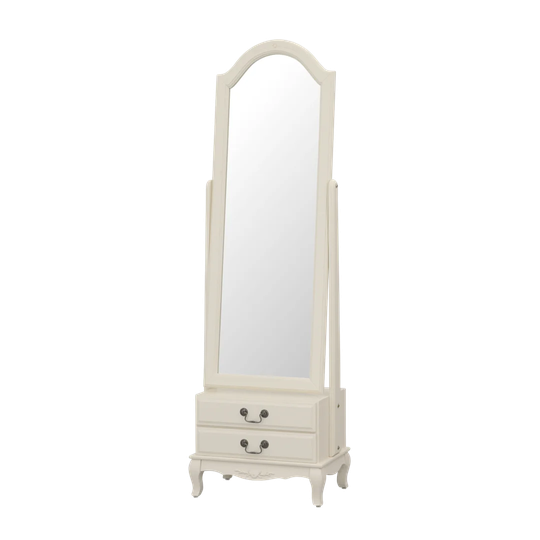 Burton Solid Wood Framed Freestanding Cheval Mirror in Beige