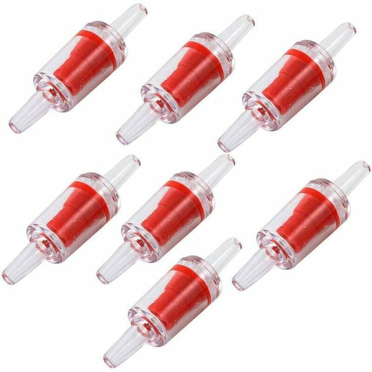 Monly - Aquarium One Way Check Valve Air Pump Check Valves Plastic Check Valve Aquarium Accessories for Fish Tank Red 7 Pack