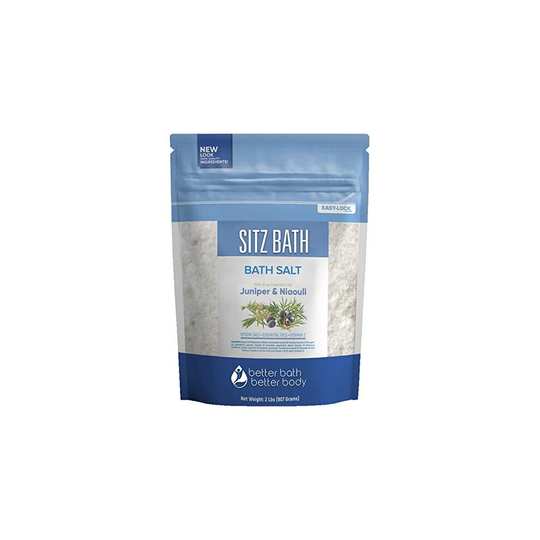 Sitz Bath Soak 32 Ounces Hemorrhoid Soak Epsom Salt with Natural Geranium, Frankincense, Lavender, Niaouli Essential Oil Plus Vitamin C in BPA Free Po