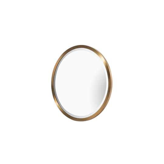 Round Metal Framed Wall Mounted Accent Mirror in Brass