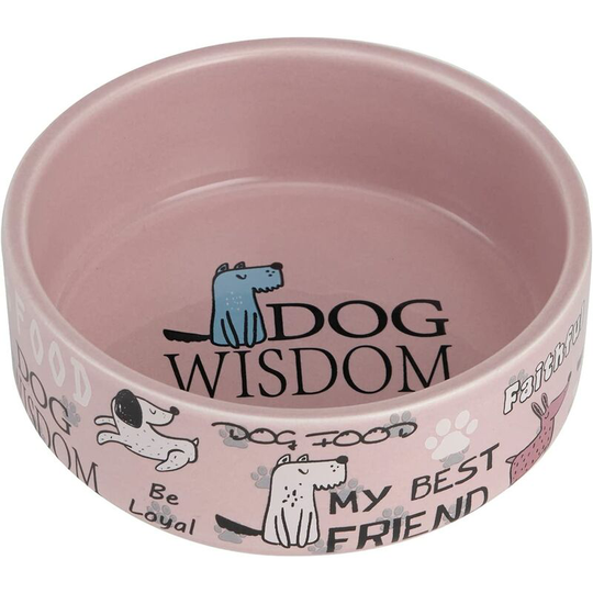 Ceramic cartoon pattern for 5 inch dog bowl, cute, chew proof, dishwasher and microwave safe.