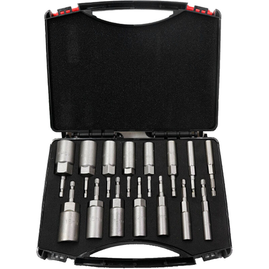 Lifcausal - 15 Pcs Power Nut Driver Drill Bit Set 5.5-19mm Chrome Vanadium Steel Hex Bit Socket Set Wrench Screw Drill Bit Holder for Electric Drill
