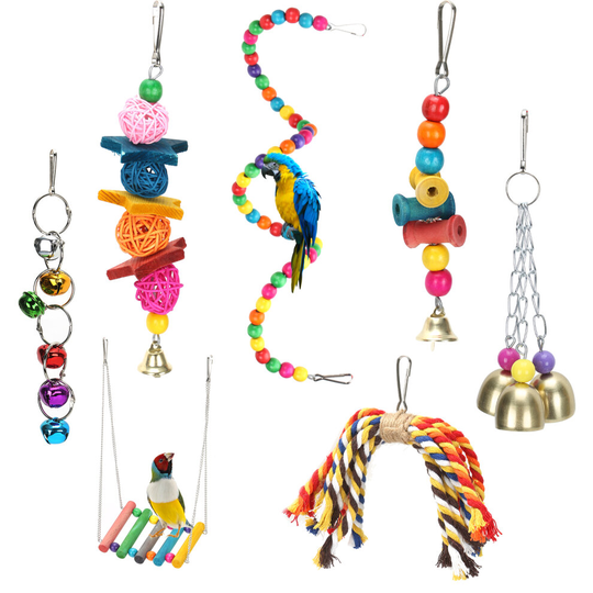 Beaks Metal Rope Small Parrot Toy Budgie Cockatiel Cage Bird Toys Set
